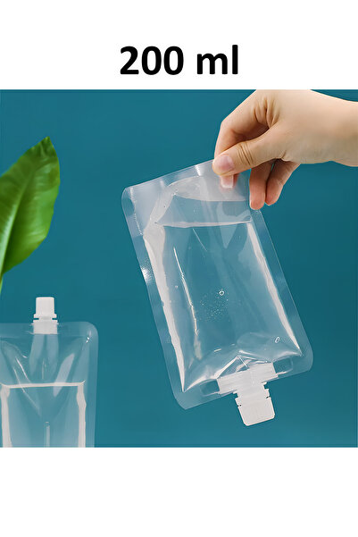 Afra Tedarik 200 ml Seyahat Torbası Taşınabilir Şeffaf Seyahat Kiti Sıvı Torbası Şampuan Sabun Doypack 6 Adet