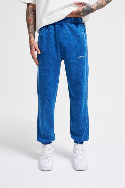 Machinist Men's Luxury Basic Washed Jogger Sweatpants Indigo Spotted