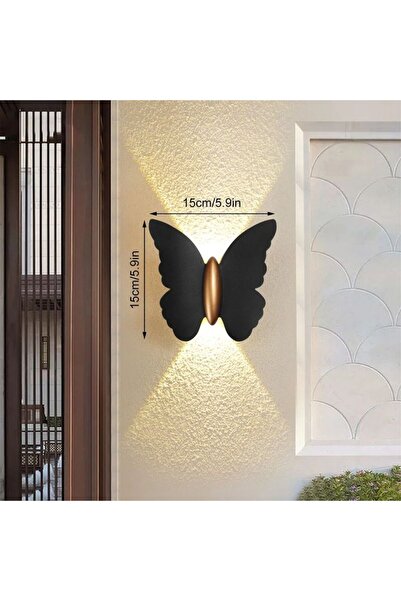 fullreyon Elektrikle Çalışır, 6 Watt Amber Işık Ledli Kelebek Duvar Aplik İç ve Dış Mekan IP65 Led Duvar Aplik
