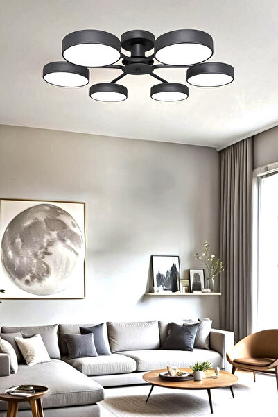 Turanconcept Güneş Modern Tasarım 6lı Led Avize Enerji Tasarruflu 3 Renk Işık Salon Yatak Odası Yemek Odası