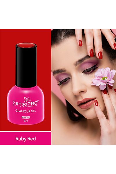 SensoPRO Milano Oja semipermanentă Glamour Gel 8ml, Roșu rubin #03