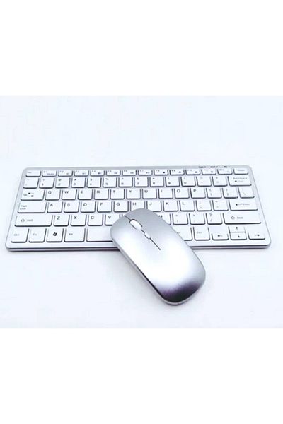 OMC Kit mouse ergonomic si tastatura Wireless 2.4G reincarcabila argintiu