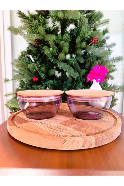 Madame Coco Joelle 460ml Wooden Storage Container with Lid Set of 2