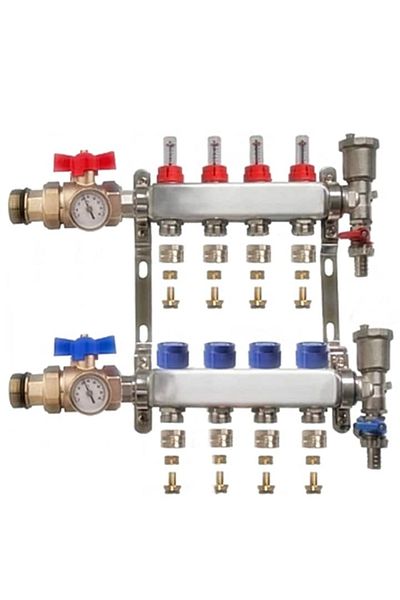 Daver Distribuitor complet 1" / 4 circuite cu conectori EK x 16 mm, Daver