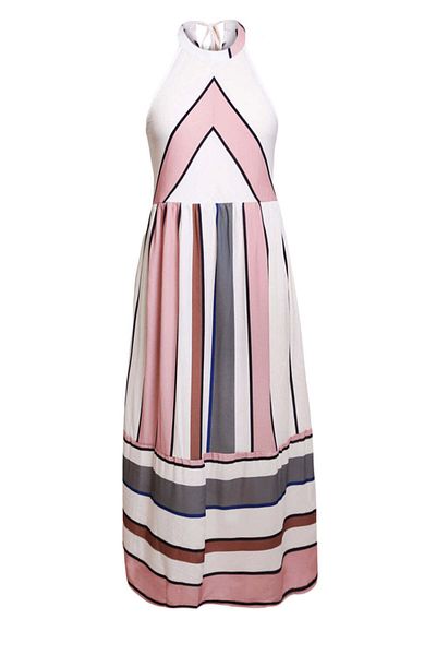 WildFashion Summer midi dress with pockets and striped pattern F559