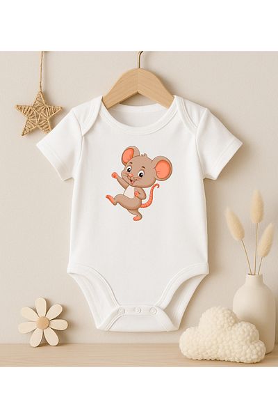 MODAT Cute Mouse Printed Baby Bodysuit