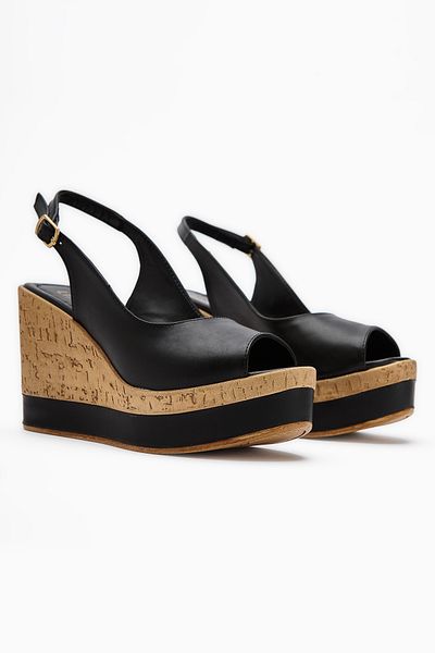 Limoya Jenny Black Wedge Heeled Women's Shoes