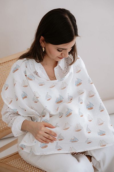 Tuğba Kuğu Κάλυμμα θηλασμού Muslin - Σειρά Pureline - Βανάτο Βαρκάδες