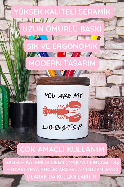 qoeuyl boutique You Are My Lobster Friends Εκτυπωμένη κεραμική θήκη για στυλό Desktop Organizer