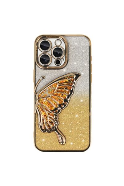 Gtech Elegant Glitter Case Compatible with Apple iPhone 14,Metalic,Silver-Gold