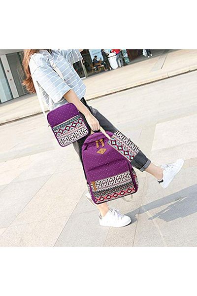 Saharaz 3Pcs School Backpack Set,Lightweight Canvas Materials,Large Capacity
