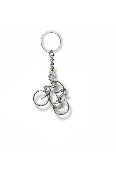 Herşey Nota Özgür Pedal – Unisex Metal Keychain with Tribal Bicycle Figure