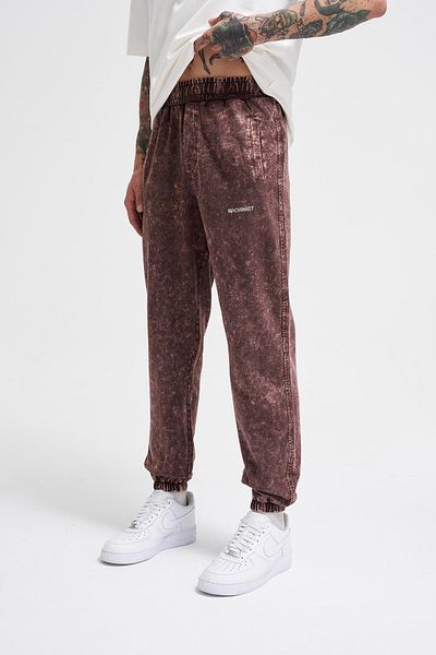Machinist Men's Luxury Basic Washed Jogger Sweatpants Oak Coffee Spotted
