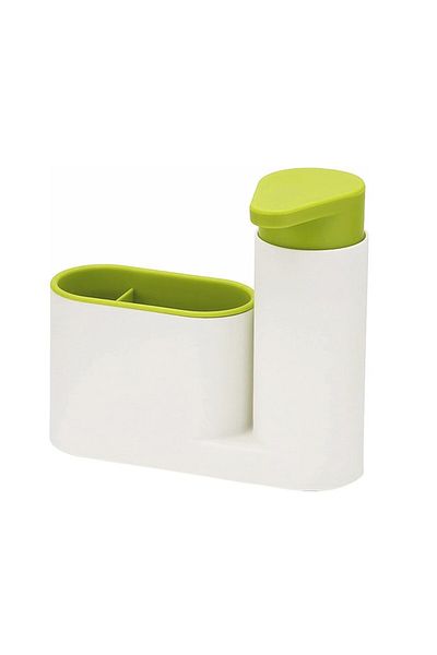 wei inox Soap dispenser with stand, white/green, 17.5x5.5x16.5 cm