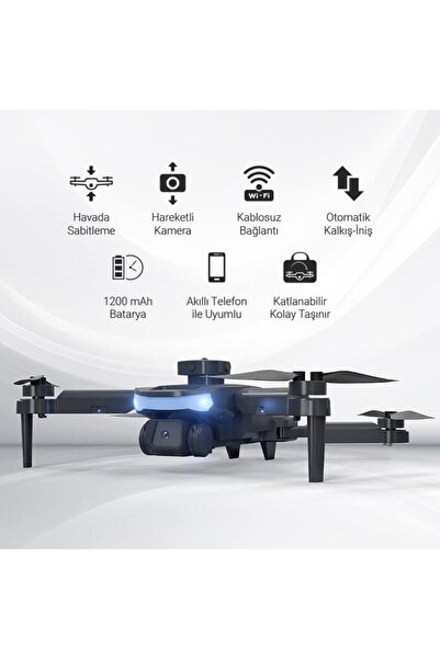 Corby Drones CX030 Skywalk Kablosuz Katlanabilir Hareketli Kamera 720p Smart Drone Siyah
