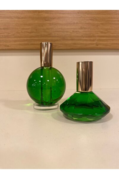 PLUS HOME ŞAMDAN MUMLUK 2'Lİ KRİSTAL YEŞİL ALTIN PİRİNÇ