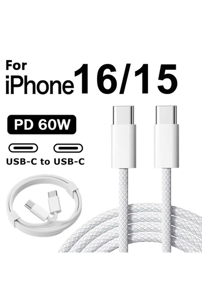 Choice 1m Light Gray PD 60W Original USB-C to Type-C Cable for iPhone 15 Plus...