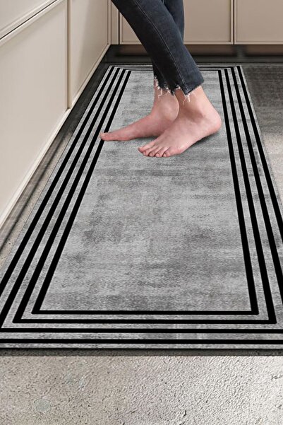 elyar Mutfak Halısı Desenli Dijital Baskı Yıkanabilir Kaymaz Taban Ince Salon...