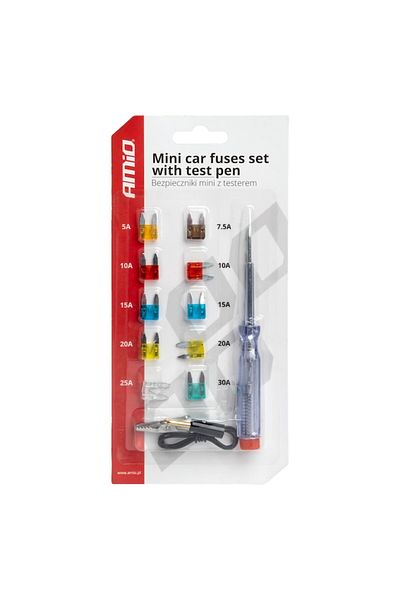 OEM Set 10 sigurante auto mini, cu tester de tensiune inclus
