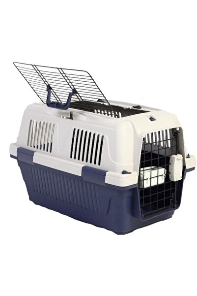 NUTRAPET حاملة الكلاب والقطط ذات غطاء شبكي مفتوح، صندوق أزرق داكن، الطول 50 س...