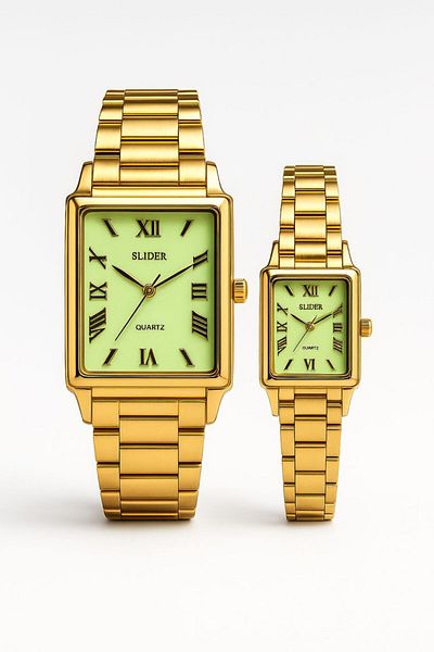 essentialneedsforall SLIDER HIS & HERS NON-TARNISH STAINLESS STEEL WATCH