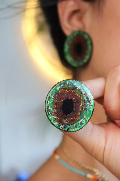 Gizy Store Polymer Clay Retina Design Earrings, Green Eye Earrings, Brown Eye Earrings Design Gift, Retina Earrings