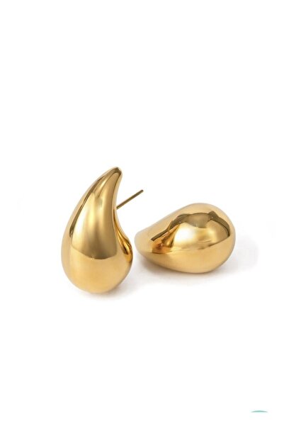 stainless steell VİP gold renk kararmaz solmaz damla model çelik küpe