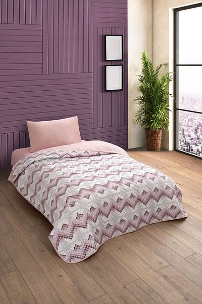 Formeya Single Patterned Quilted Double Sided Colorful Pique Bedspread Set 160X230 cm (Without Sheets)