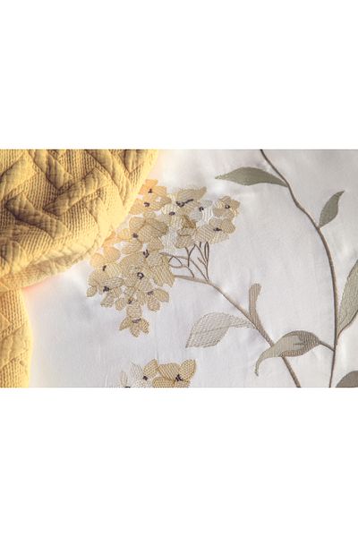 Dantela Lavinya Embroidered Duvet Cover & Bedspread Set - Yellow