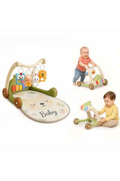 Factory Price Daisy 3 in 1 Multifunctional Baby Walker - Walker, Activity Play Mat & Piano Mode - Baby Green