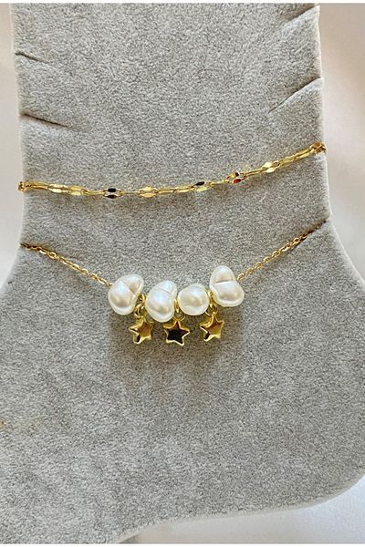 stainless steell Gold Color Baroque Star Model Singapore and Sf Chain Steel Anklet