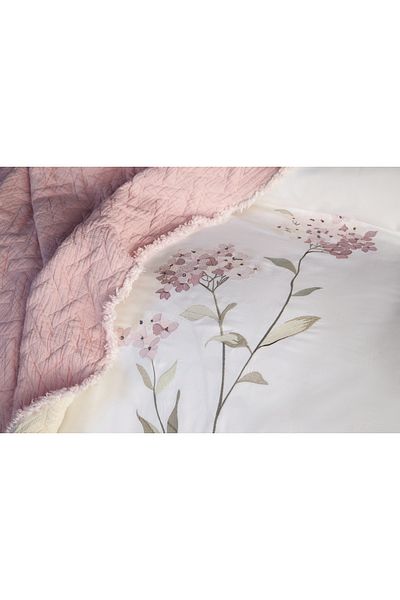 Dantela Lavinya Embroidered Duvet Cover & Bedspread Set - Powder