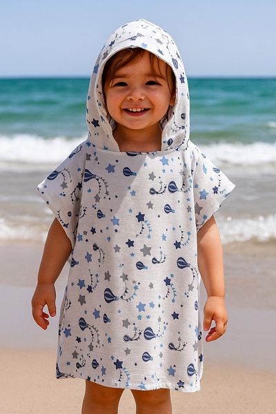 Jaju Baby 2-5 Years Old Muslin Poncho Sea Poncho Baby Kids Poncho