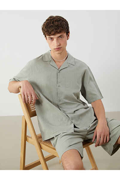 LC Waikiki Comfortable Fit Short Sleeve Linen Blended Men's Shirt