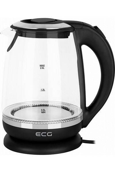 ECG Cană electrică din sticlă ECG RK 2080, 2 L, 2200 W, iluminare din spate albastră