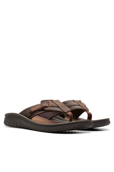 CLARKS Men's Flip-Flops brown CLARKS-26176987 BEESWAX LEATHER