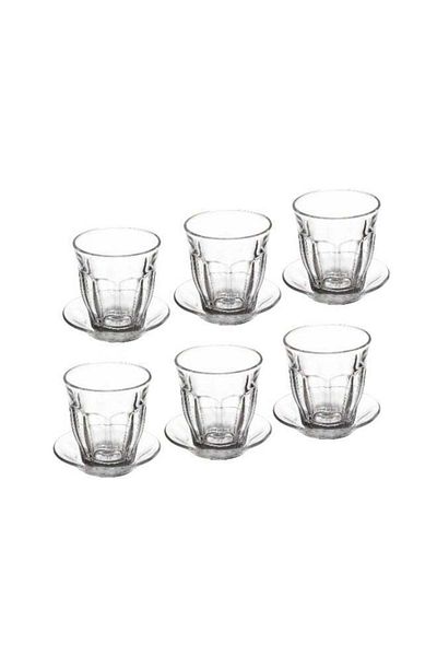 Dania Glass Tea Set with 6 Cups and 6 Plates