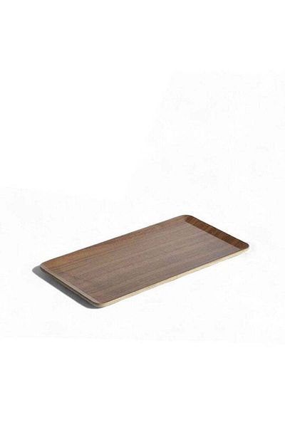 Trust Pro Trust Rectangular Natural Walnut Wood Veneer Serving Tray Dark Brown 28X15CM