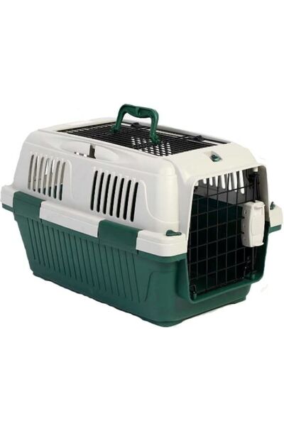 NUTRAPET حاملة الكلاب والقطط ذات غطاء شبكي مفتوح، صندوق رمادي غامق، الطول 63 سم × العرض 41 سم × الارتفاع 40 سم