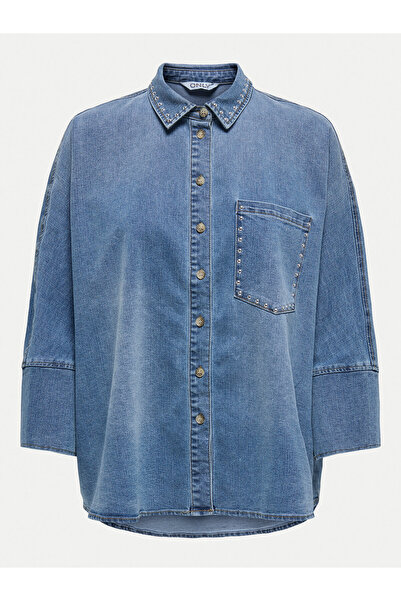 ONLY Cămașă din denim albastru pentru femei ONLY-15338585 MEDIUM BLUE DENIM