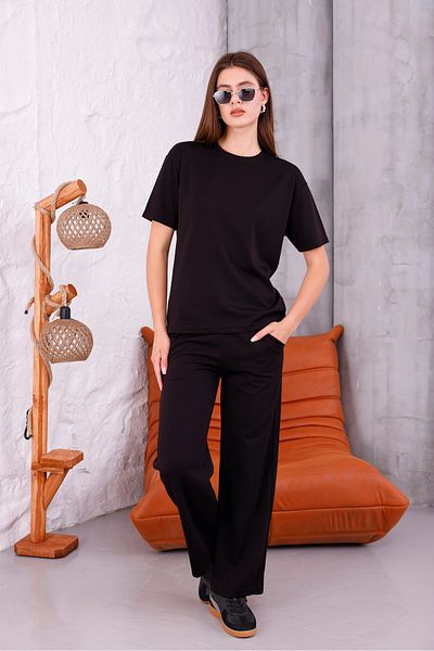 Sfg Life Moda Women's Crew Neck and Lycra High Waist Double Combed Cotton Bottom-Top Set
