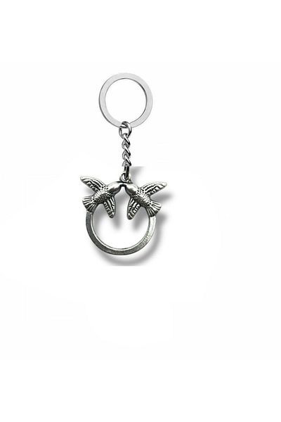 Herşey Nota Twin Flight – Unisex Metal Keychain with Double Bird Figure