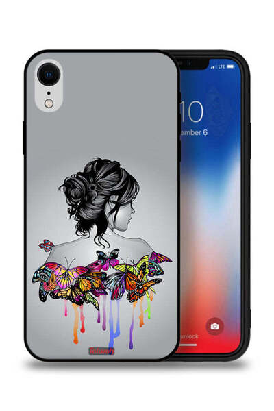 Tolwak غطاء حماية لجهاز Apple iPhone XR برسومات فراشات وفتاة فنية تجريدية