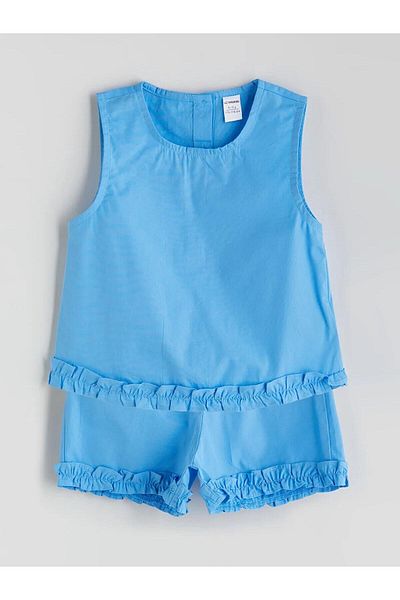 LC Waikiki Lcw Kids Basic Poplin Girl's Blouse and Shorts 2'Li (S5)