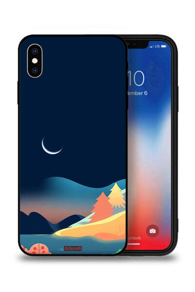 Tolwak Apple iPhone XS Protective Case Moon Abstract Drawing Art