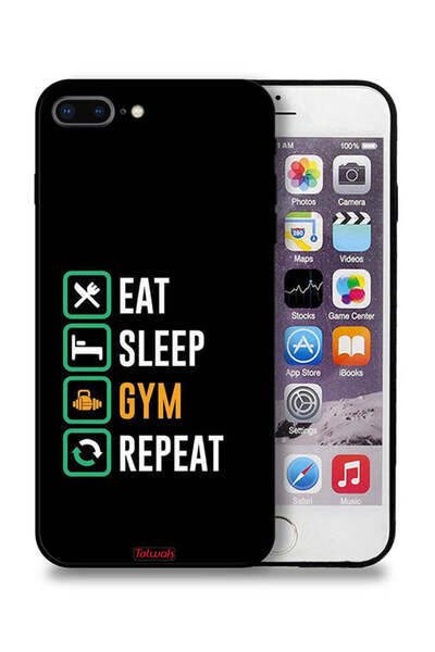 Tolwak جراب حماية لجهاز Apple iPhone 7 Plus، Eat Sleep Gym Repeat
