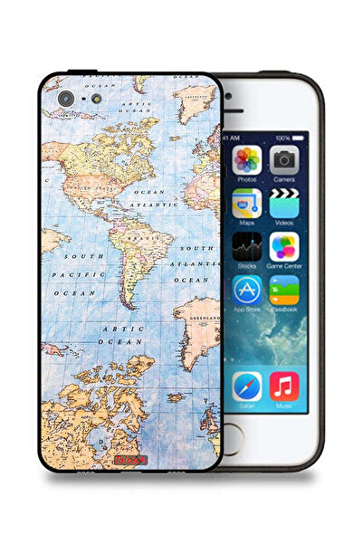Tolwak جراب حماية Apple iPhone 5/5s/SE بخريطة العالم