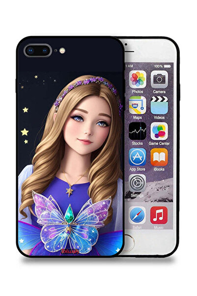 Tolwak جراب حماية لهاتف Apple iPhone 7 Plus بتصميم فتاة فراشة لطيفة