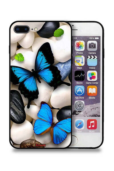 Tolwak غطاء حماية لجهاز Apple iPhone 7 Plus بنقشة فراشات على الحجارة