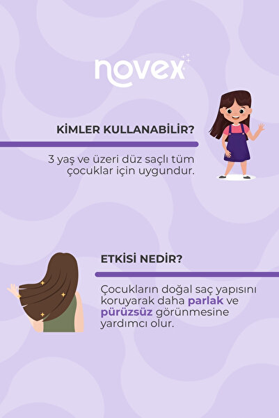 NOVEX Super Silky - Düz Saçlı Çocuklar İçin Nemlendirici Şampuan 300ml